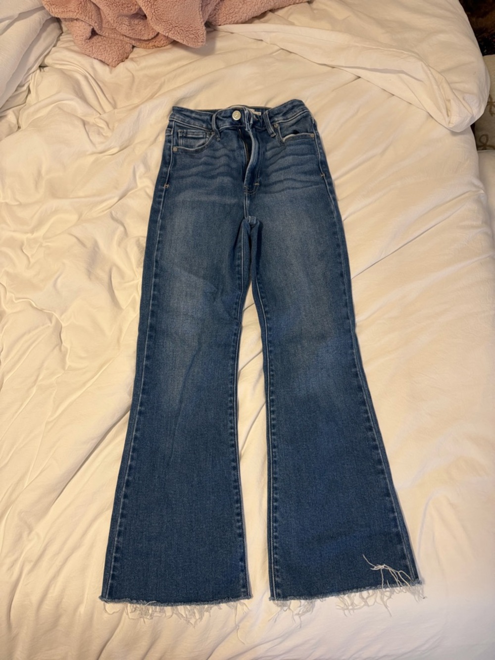Dark Blue High-Rise Cropped Flare Jeans